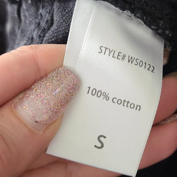 Shorts Size Small Black Denim Gray Red Embellished Upcycled Unique Handmade Fun - Picture 10 of 11